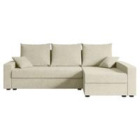 ECKSOFA mit Schlaffunktion und Bettkasten ALESIA-L 231x140x90 cm Beige Bouclé - Beige/Silberfarben, Holzwerkstoff/Kunststoff (231/140cm) - ALTDECOR