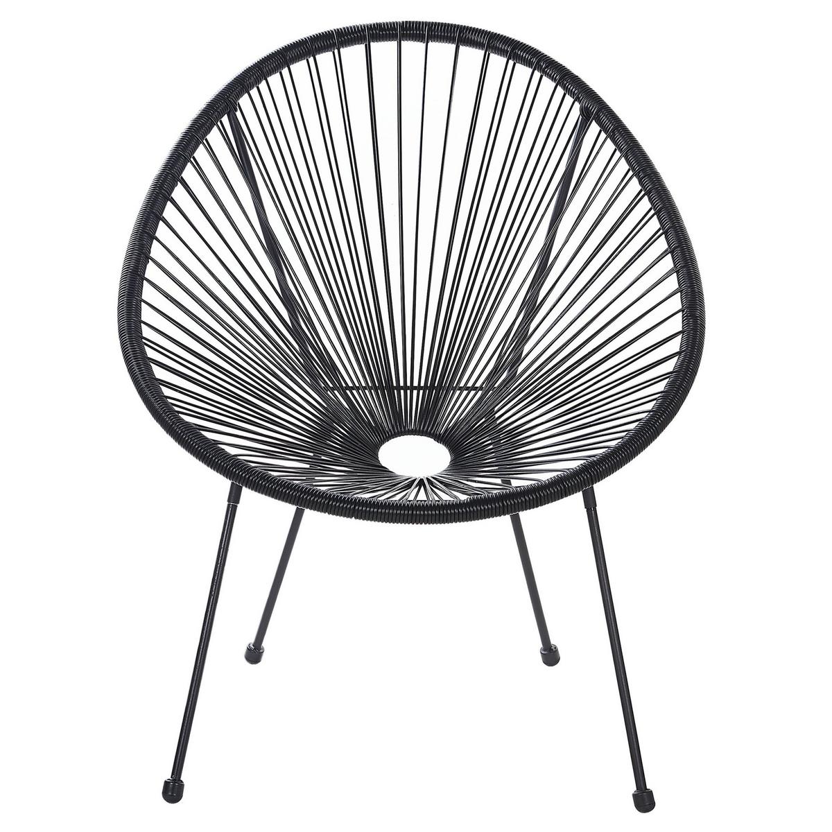 RATTANSTUHL Kunststoff schwarz 70 cm Acapulco II - Schwarz, Kunststoff (70/87/90cm) - Beliani