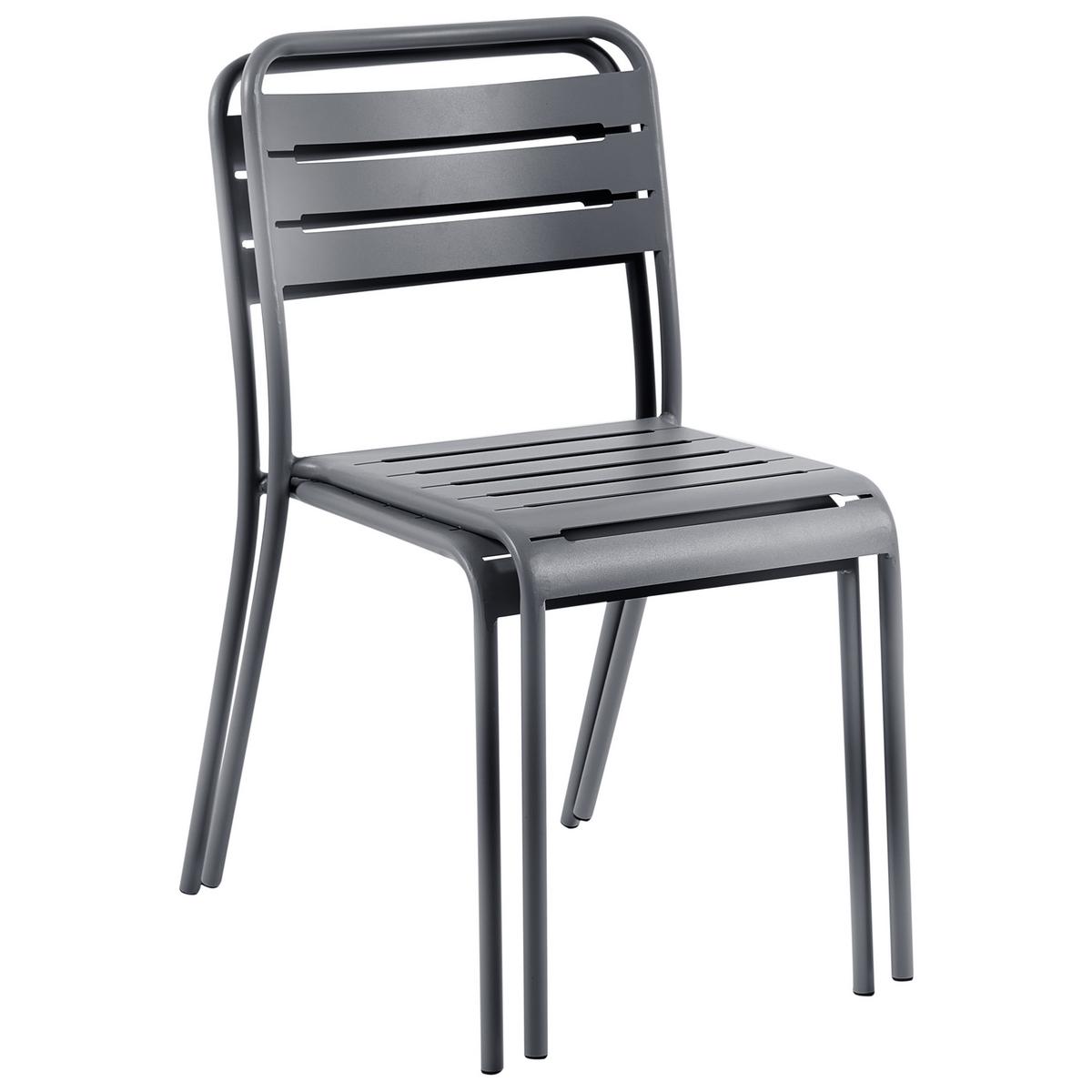 GARTENSTUHL 2er-Set Metall Dunkelgrau Lefkada - Dunkelgrau, Metall (38/80/54cm) - Beliani