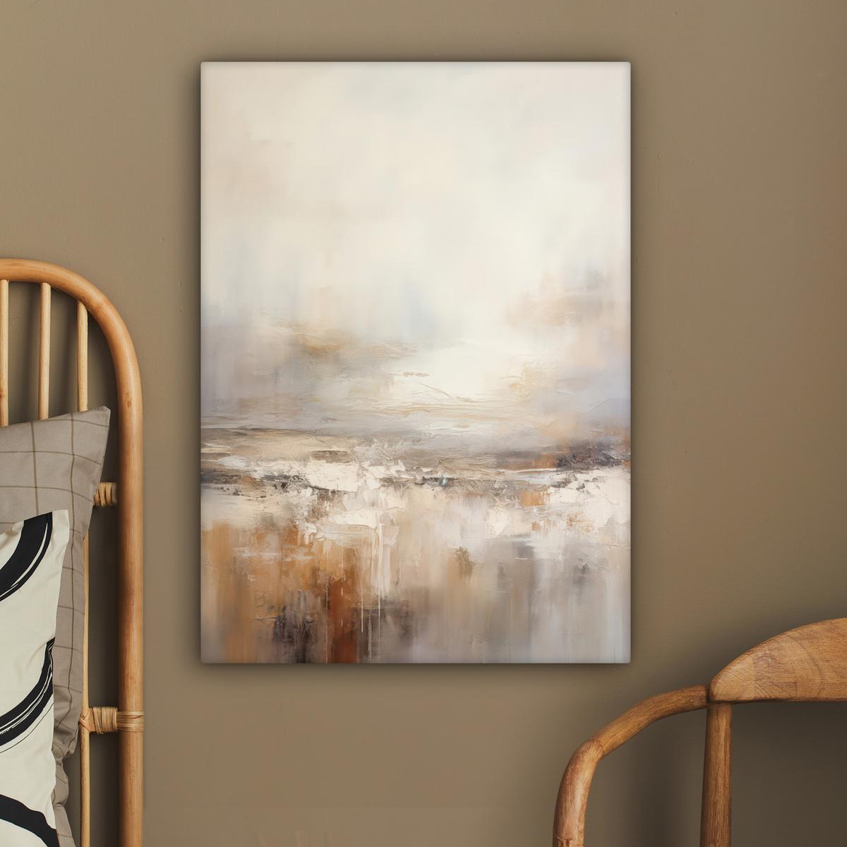 LEINWANDBILD Kunst - Industriell - Grau - Braun - Abstrakt Wandbild Wohnzimmer 60x80 cm - Sandfarben, Textil (60/80cm) - MuchoWow