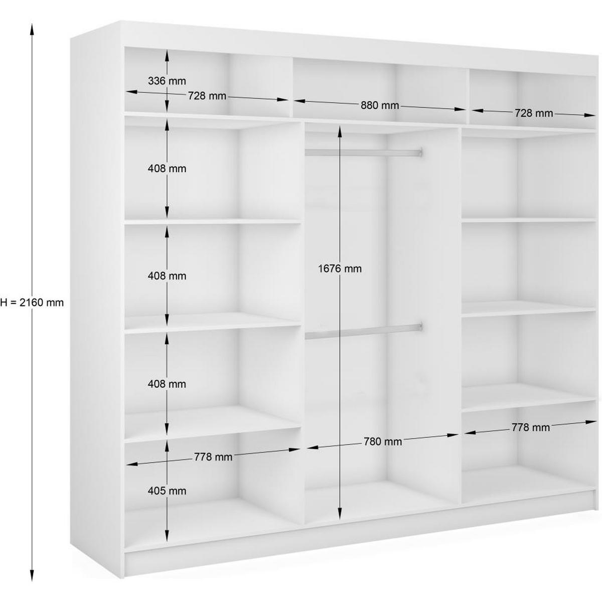 SCHWEBETÜRENSCHRANK Mario 240/216/61 eiche Artisan - Eiche Artisan, Holzwerkstoff (240/216/61cm) - Beautysofa