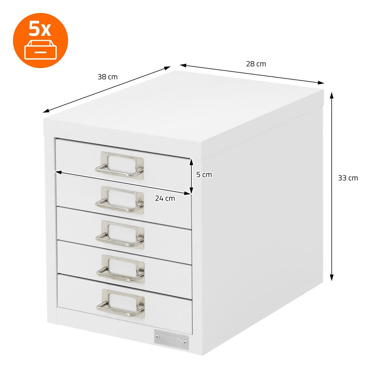 SCHUBLADENBOX - Weiß, Metall (28/38/33cm) - ML-DESIGN