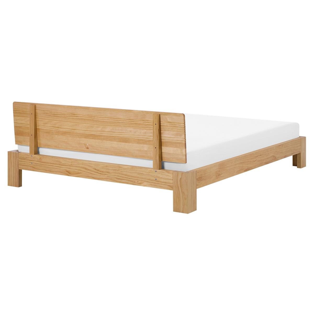 BETT mit Lattenrost 160x200 cm Heller Holzfarbton Royan - Hellbraun, Holz (160/200cm) - Beliani
