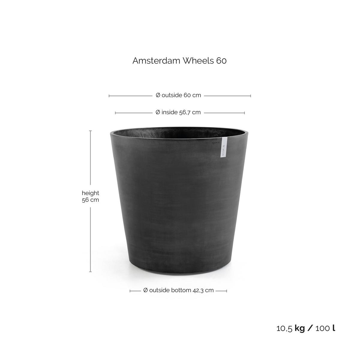 BLUMENTOPF Amsterdam Wheels 60/56 cm Dunkelgrau - Dunkelgrau, Kunststoff (60/56cm) - Ecopots