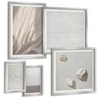 BILDER SET 5er Set - 50x50 cm & 20x30 cm & 40x60 cm Silberner Rahmen - Zarte Boho-Texturen der Natur - Silberfarben, Kunststoff (40/60cm) - TULUP