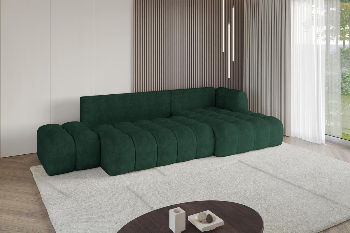 ECKSOFA mit Schlaffunktion Ottomane RECHTS OLEA-L2 321x164x75 Grün Velours - Schwarz/Hellgrün, Holzwerkstoff/Kunststoff (164/321cm) - ALTDECOR