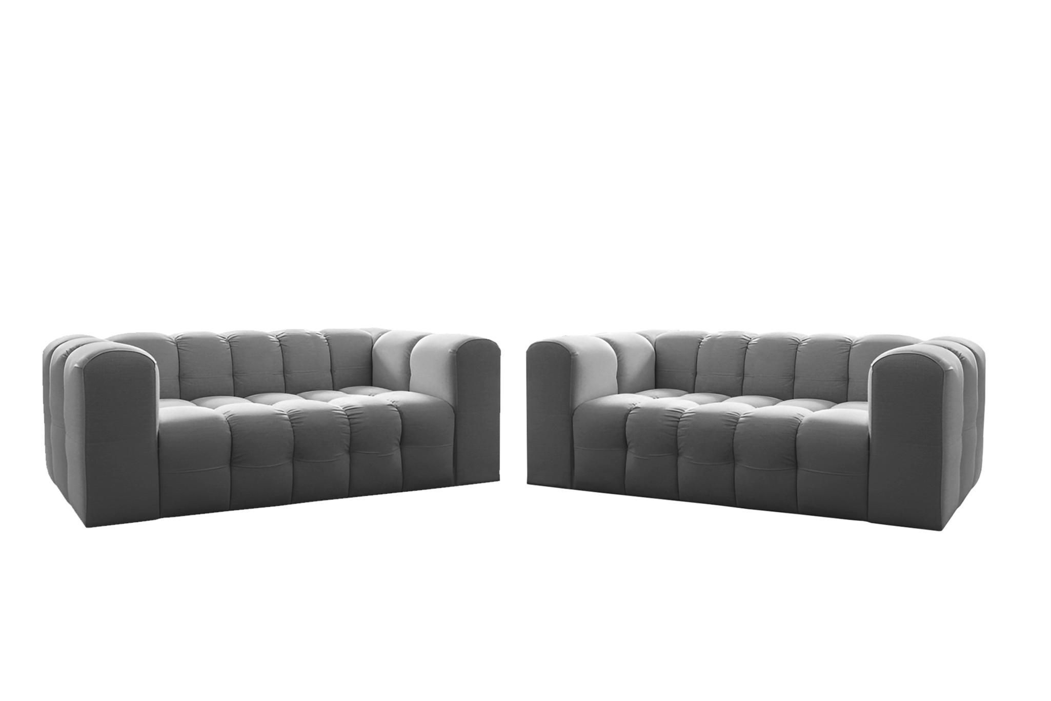 SOFASET Solvie 2-2 In Tiffani - Grau, Holzwerkstoff/Textil (200/75/106cm) - Fun Möbel