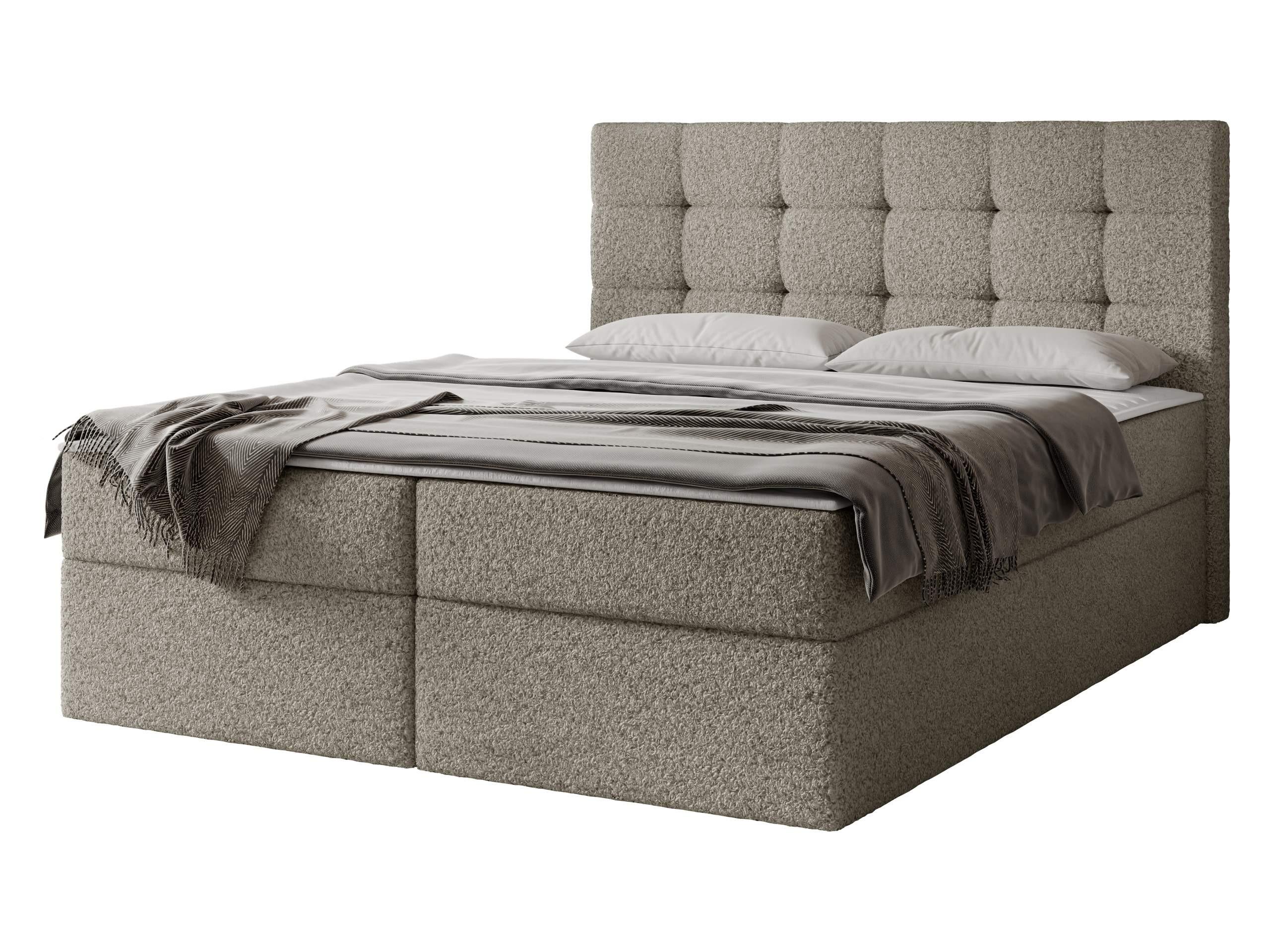 BOXBETT Luanda Boucle - H3 - Hellbraun, Holzwerkstoff/Textil (160/200cm) - MIRJAN24
