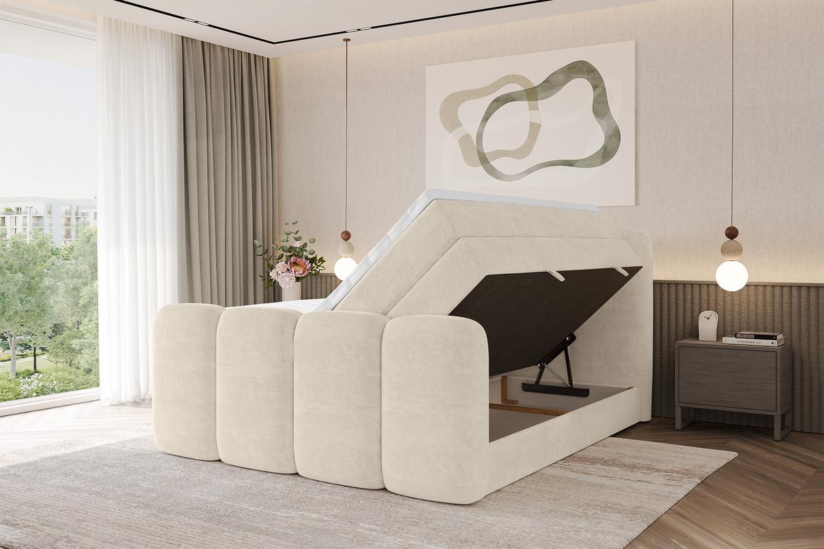 BOXBETT mit Matratze H3|H4 und Lattenrost - NINA-Z KING - 200x200 cm Monolith - Beige - Sahara, Holzwerkstoff (200/200cm) - ALTDECOR
