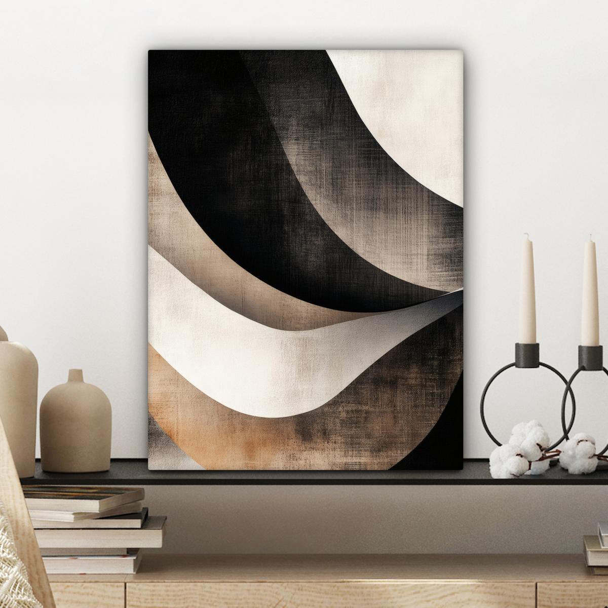 LEINWANDBILD Abstrakt - Wellen - Schwarz - Verwittert Room Decor 30x40 cm - Trüffeleichefarben, Textil (30/40cm) - MuchoWow