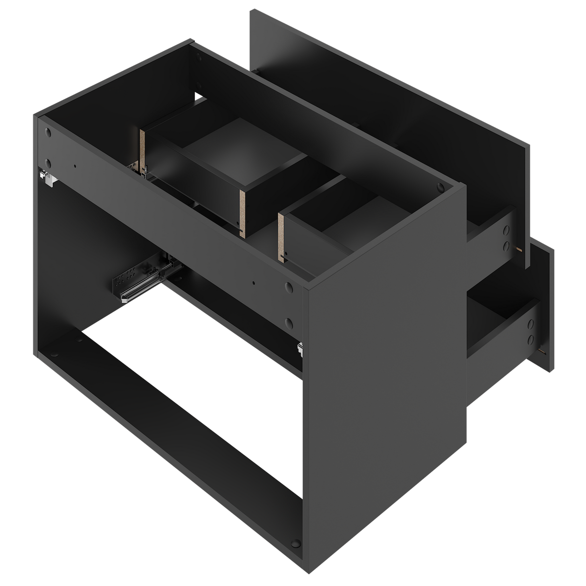 WASCHBECKENUNTERSCHRANK Azore 2 Schubladen Schwarz Matt - 80 x 46 x 52 cm - Schwarz, Holz (80/46/50cm) - Badplaats