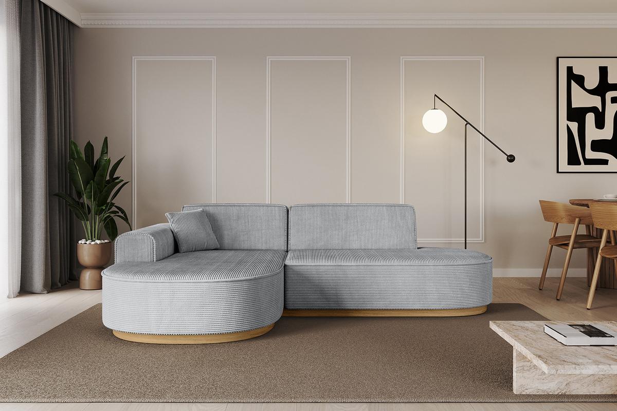 ECKSOFA Ottomane Links MARI-L1-v2 - 243x171x83 cm Grau Cord - Grau, Holzwerkstoff/Textil (243/171cm) - ALTDECOR