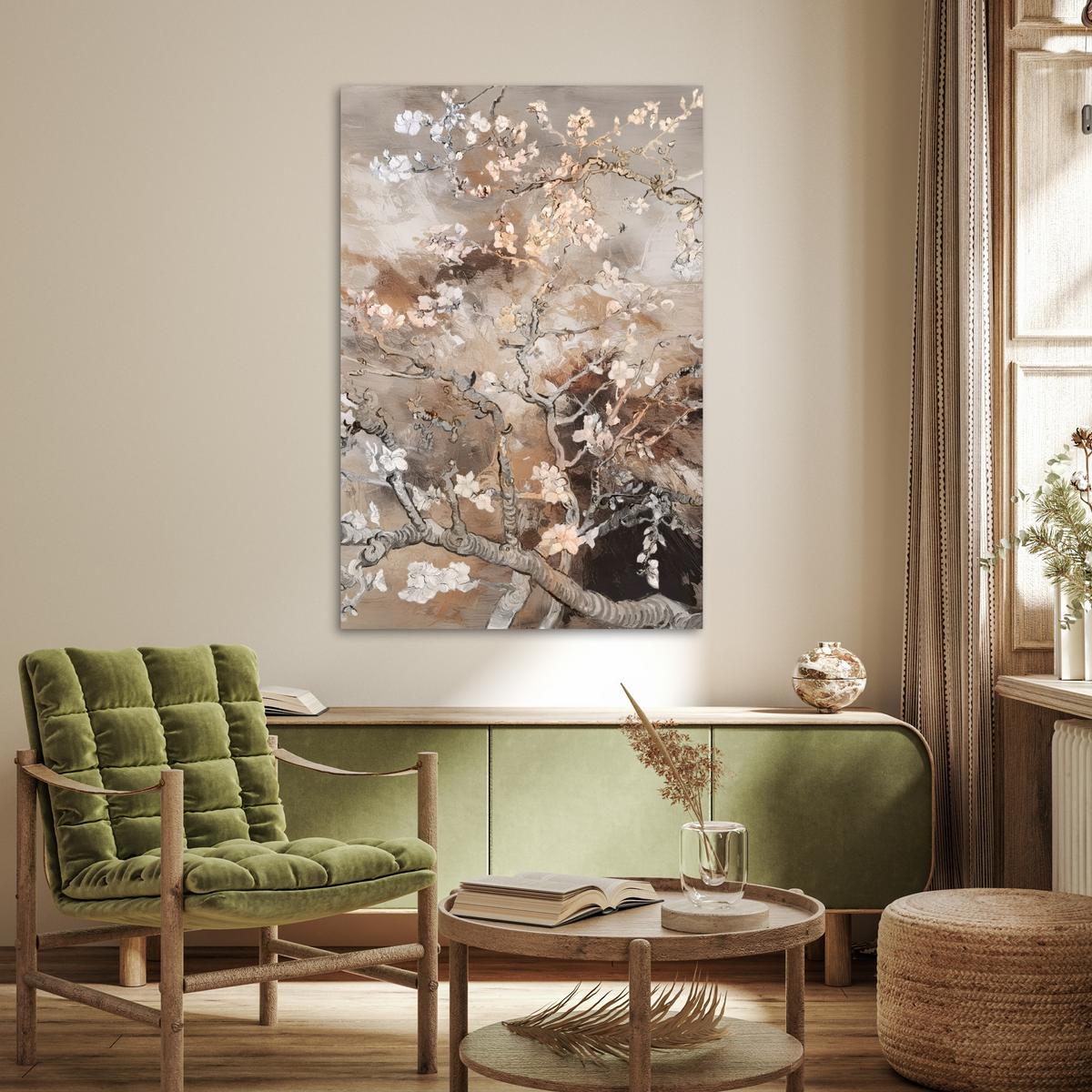 POSTER Mandelblüte - Kunst - Van Gogh - Beige - Abstrakt Wandbild Schlafzimmer 80x120 cm - Braun, Papier (80/120/0.1cm) - MuchoWow