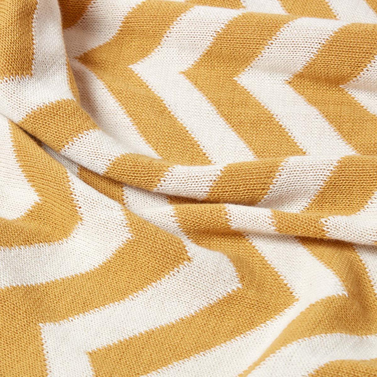 STRICKDECKE 150/200 cm, Zickzack-Muster Baumwolle - Dunkelgelb, Textil (150/200cm) - Homescapes