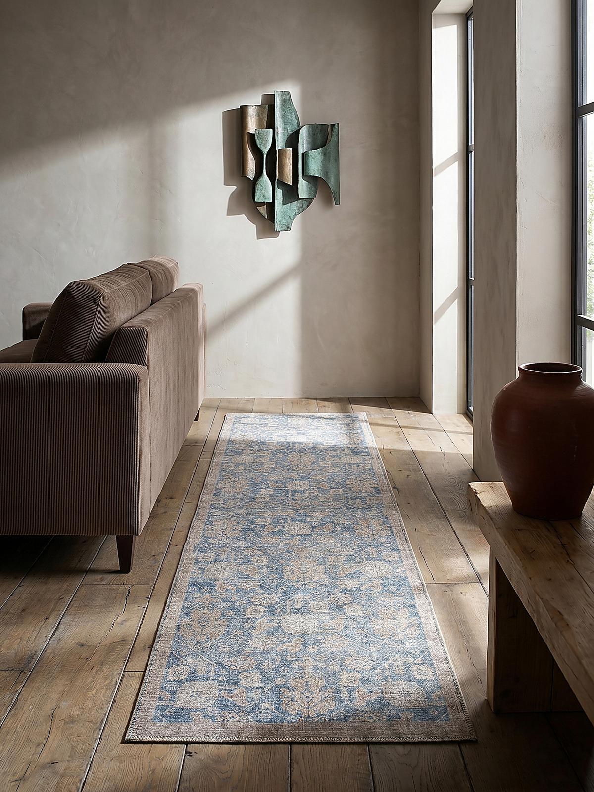 TEPPICH Waschbar HURST, orientalisch, Blau, 60 x 230 cm - Blau, Textil (230/60cm) - KADIMA DESIGN