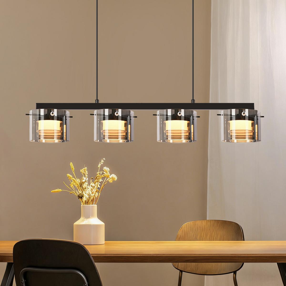 PENDELLEUCHTE Averon 72/12/157 cm - Schwarz, Glas/Metall (72/12/157cm) - ZMH