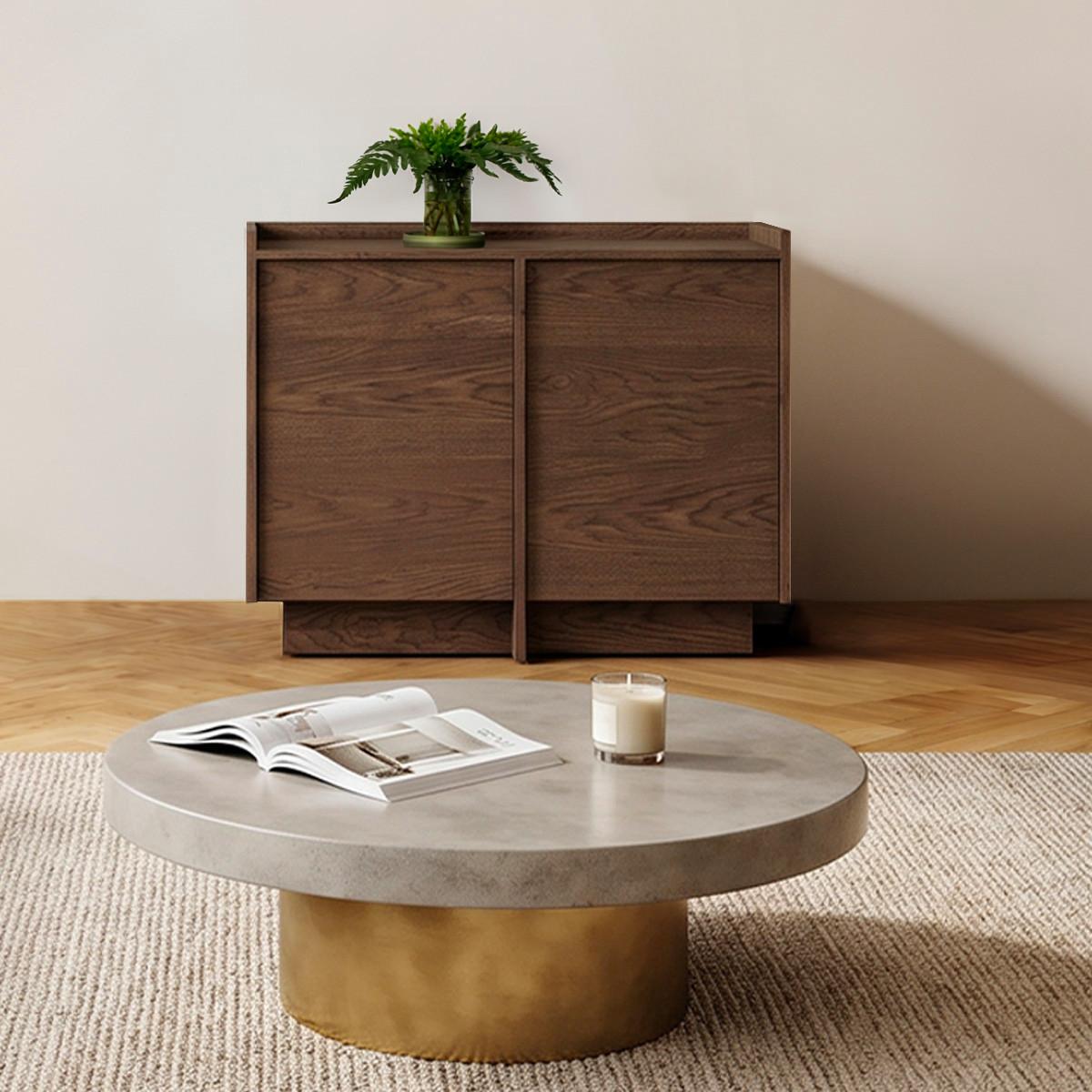 SIDEBOARD Japandi Dunkles Holz - Braun, Holzwerkstoff (101.7/89.6/38cm) - Petits-meubles
