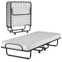GASTEBETT mit Matratze Beige - Schwarz, Metall - COSTWAY