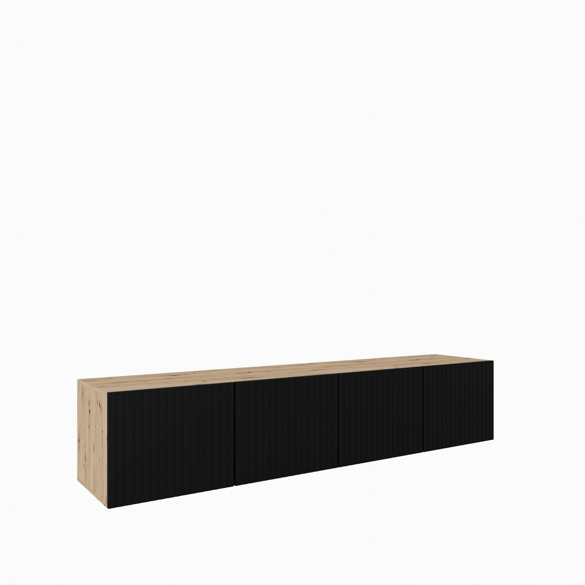 LOWBOARD LIVO 200/41/40 cm, Hängender TV-Schrank Eiche Artisan - Schwarz/Eiche Artisan, Holzwerkstoff (200/41/40cm) - MASSENO