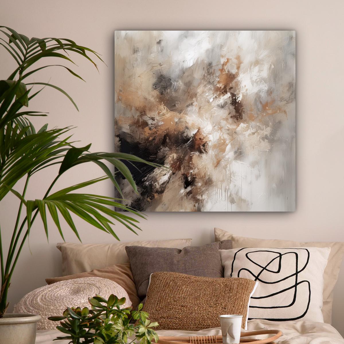 LEINWANDBILD Farbe - Abstrakt - Beige - Kunst Deko Groß 90x90 cm - Greige, Textil (90/90cm) - MuchoWow