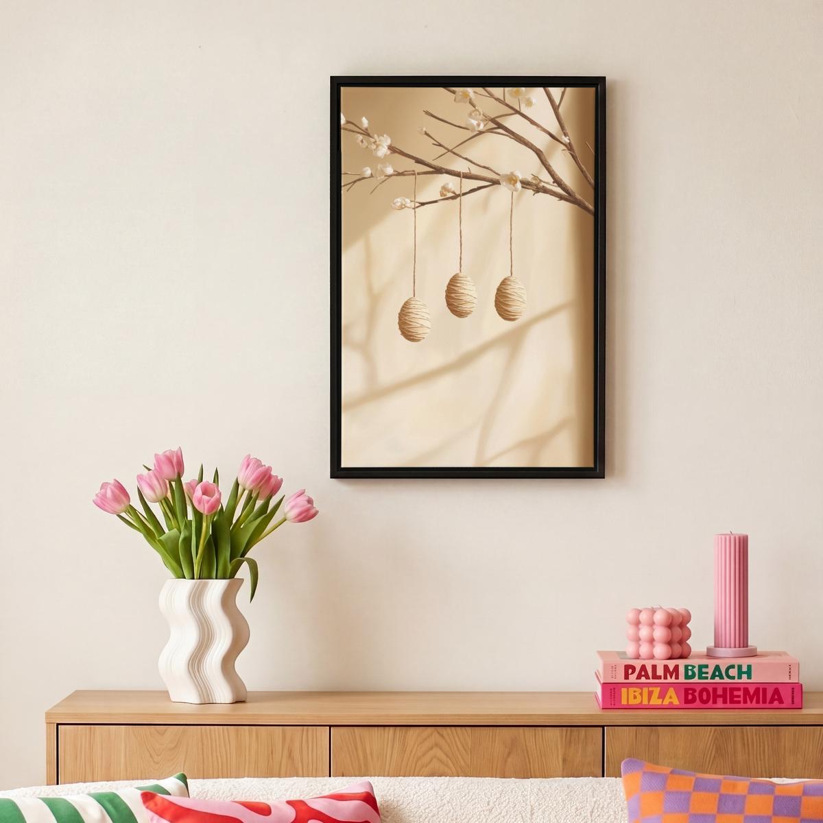 LEINWAND Bilder mit Rahmen - Beige - Osterkuchen - Eier - 20x30 - Beige, Textil (20/30cm) - MuchoWow