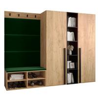 GARDEROBEN-SET 214/184/42 - Waldgrün/Eichefarben, Holz/Kunststoff (214/184/42cm) - MÖBEL KRYSPOL
