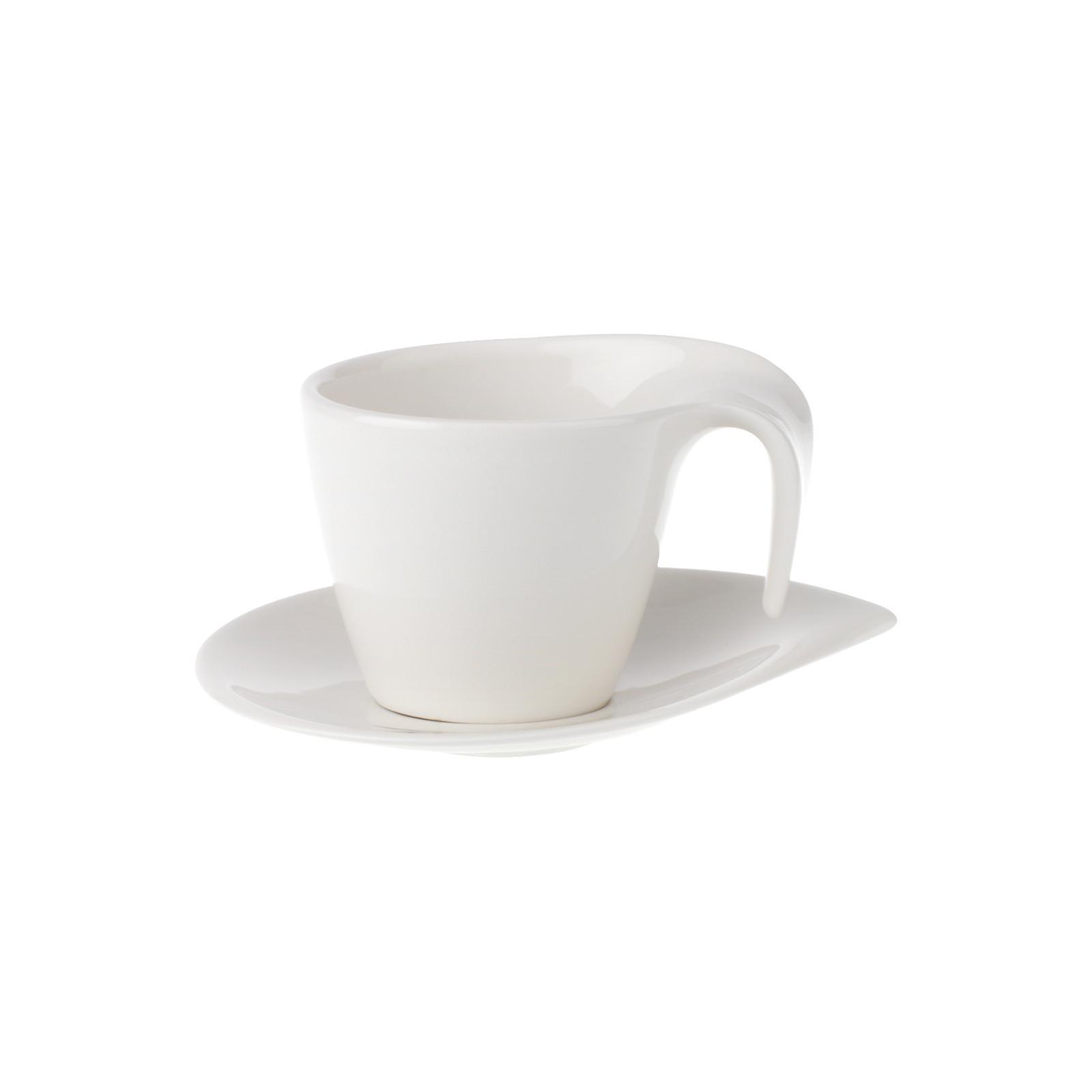 FRÜHSTÜCKSTASSE MIT UNTERTASSE Flow weiß 250 ml - Weiß, Keramik (18.5/12.4/21.5cm) - Villeroy & Boch