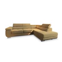 ECKSOFA APIRO R-S Gelb Kordstoff mit Schlaffunktion - Gelb/Silberfarben, Holz/Textil (276/202cm) - MASSENO