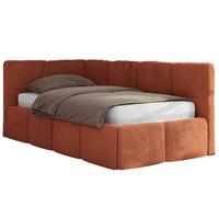JUGENDBETT ARVO 90/200 - Orange Plüsch - Multipocket-Matratze - Links Seite - Orange, Textil (90/200cm) - MKS