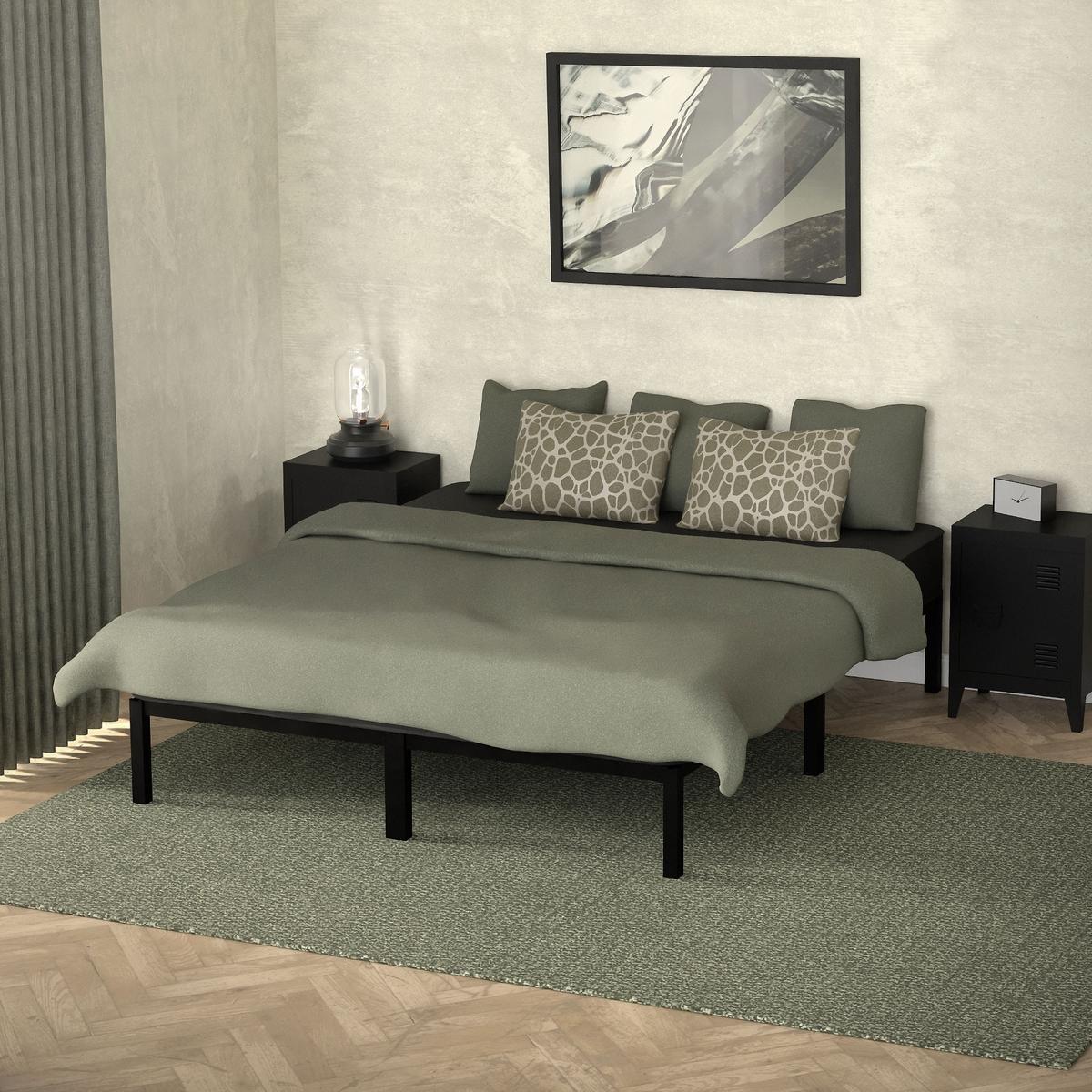 METALLBETT 160x200 cm mit Lattenrost Schwarz auf Stahlrahmen - Schwarz, Metall (160/200cm) - ML-DESIGN
