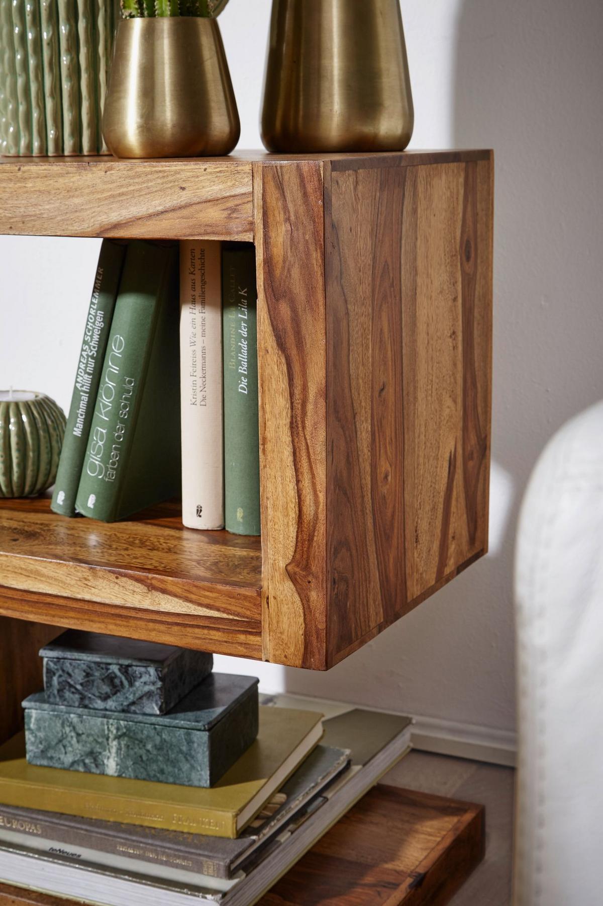 BEISTELLTISCH Massivholz S Cube Landhausstil Design MUMBAI, Dunkelbraun 30x44x60 cm - Dunkelbraun/Braun, Holz (44/30/60cm) - KADIMA DESIGN