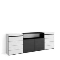 KOMMODE mit Schubladen, SIDEBOARD Schrank, weiß und schwarz, 214/35/75cm - Schwarz/Weiß, Holzwerkstoff (214/75/35cm) - Skraut Home