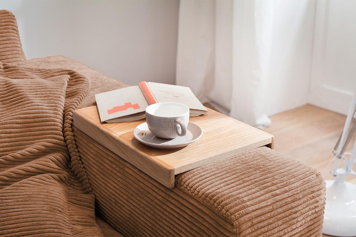 SOFA 2-SITZER MADELINE Braun Cord - Schwarz/Braun, Kunststoff/Textil (230/85/127cm) - KAWOLA