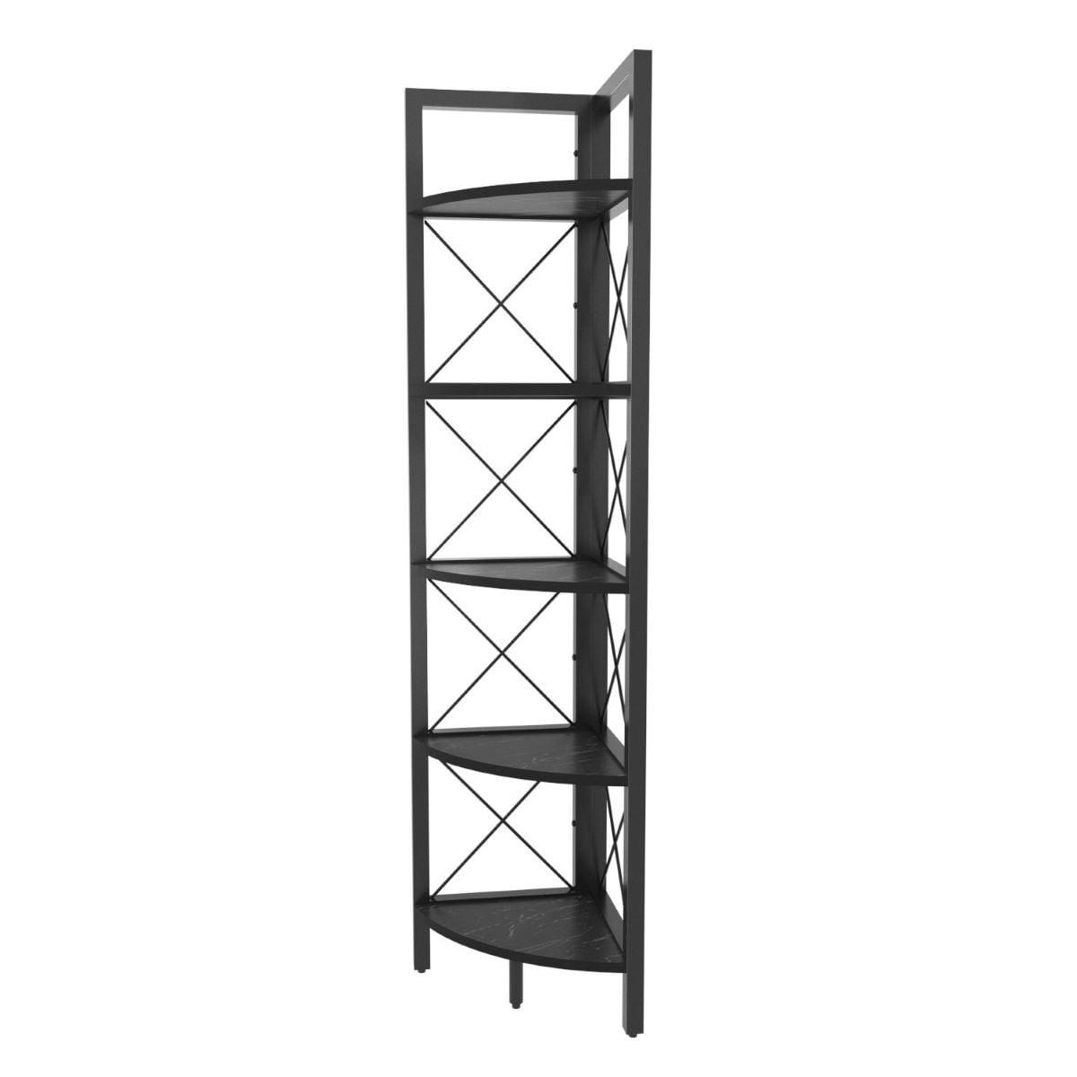ECKREGAL 5 Regale schwarz H160 cm - Remo - Schwarz, Holzwerkstoff (33/160/14cm) - Calicosy
