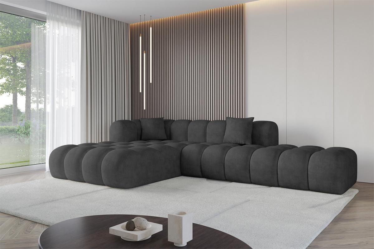 ECKSOFA Ottomane Links OLEA-L2 - 289x176x71 cm Anthrazit - Anthrazit/Schwarz, Holzwerkstoff/Kunststoff (289/176cm) - ALTDECOR