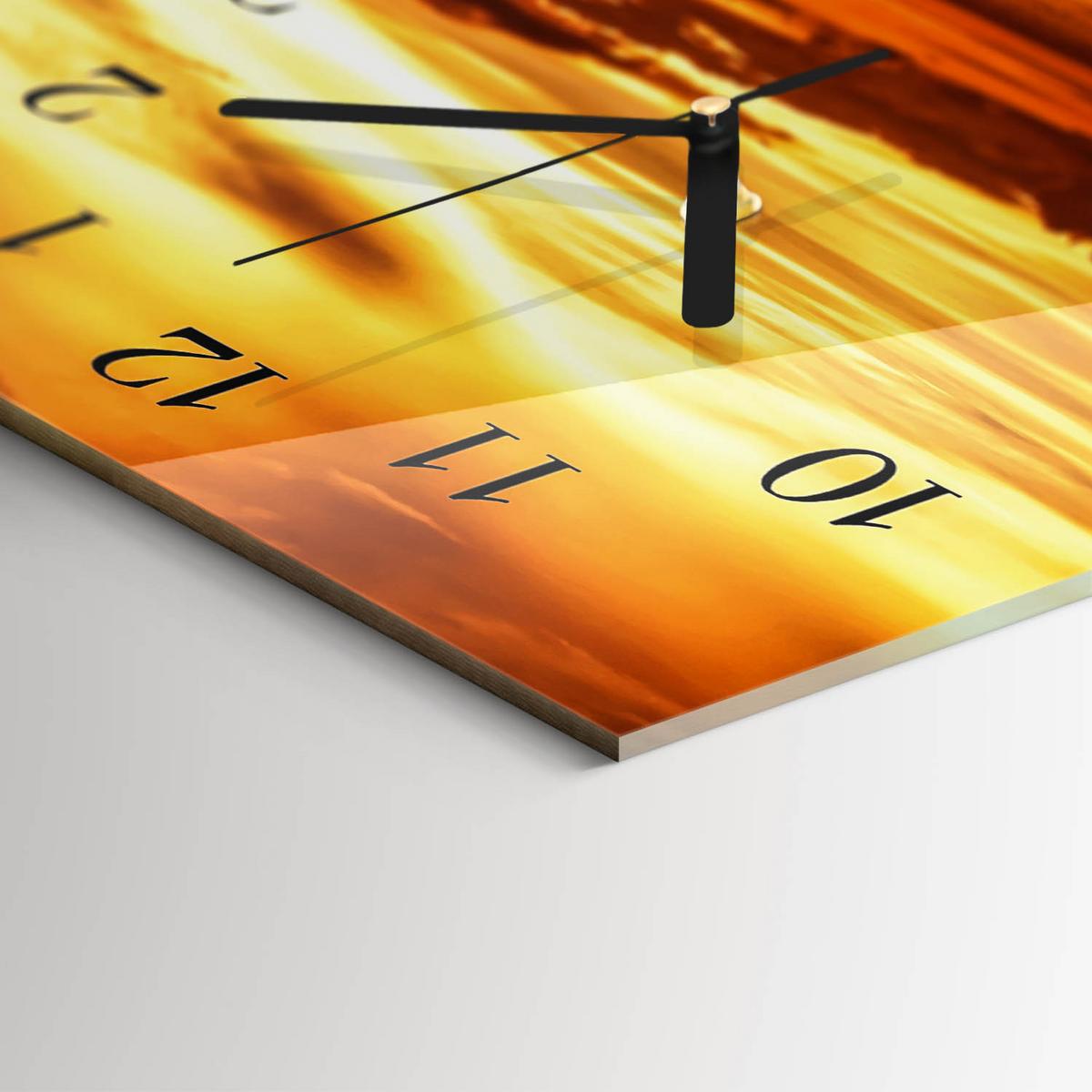 WANDUHR aus Glas 60x30 cm - Westen - Orange, Glas (60/30/0.4cm) - TULUP