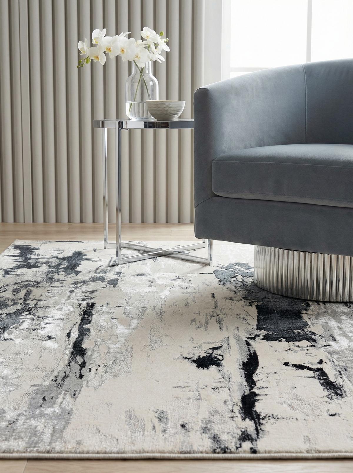 TEPPICH SARNTAL, abstrakt, aus Polyester, Silbergrau, 200 x 290 cm - Grau, Textil (290/200cm) - KADIMA DESIGN