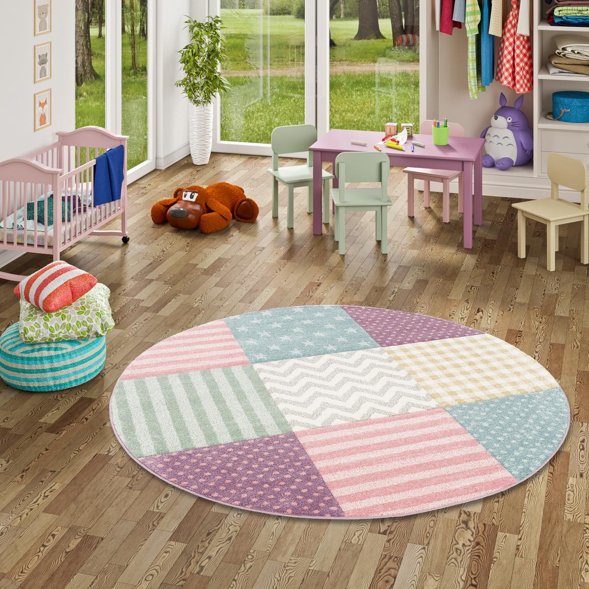 KINDER UND JUGEND TEPPICH MAUI STERNE RUND - Multicolor, Textil (200/200cm) - Pergamon