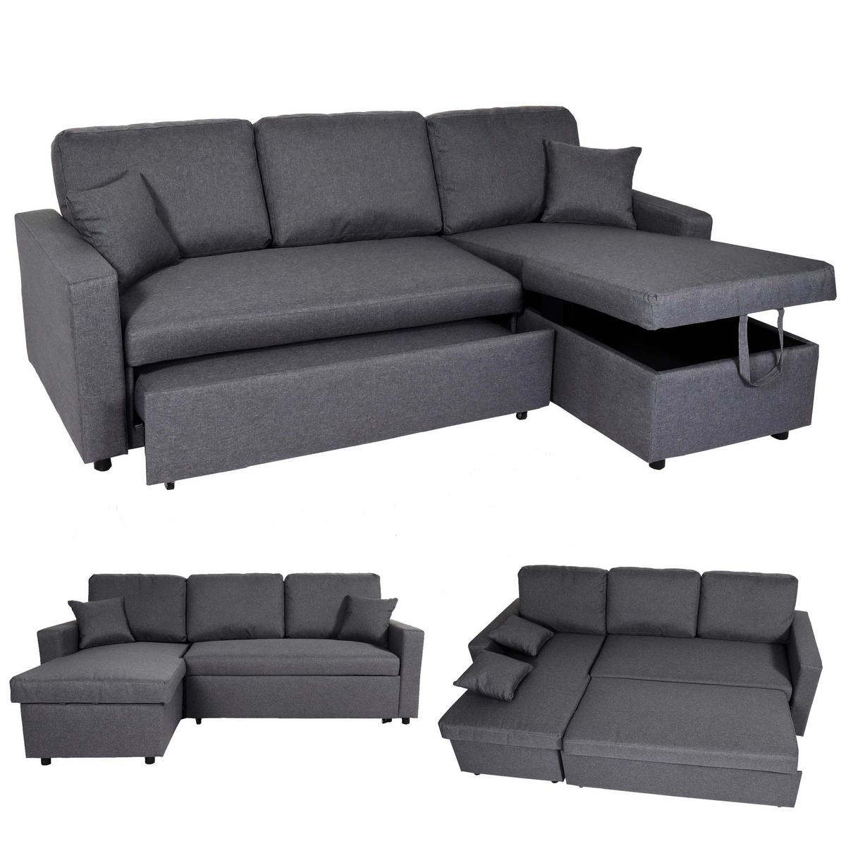ECKSOFA MIT BETTKASTEN Grau - Dunkelgrau/Grau, Textil (228/151cm) - MCW