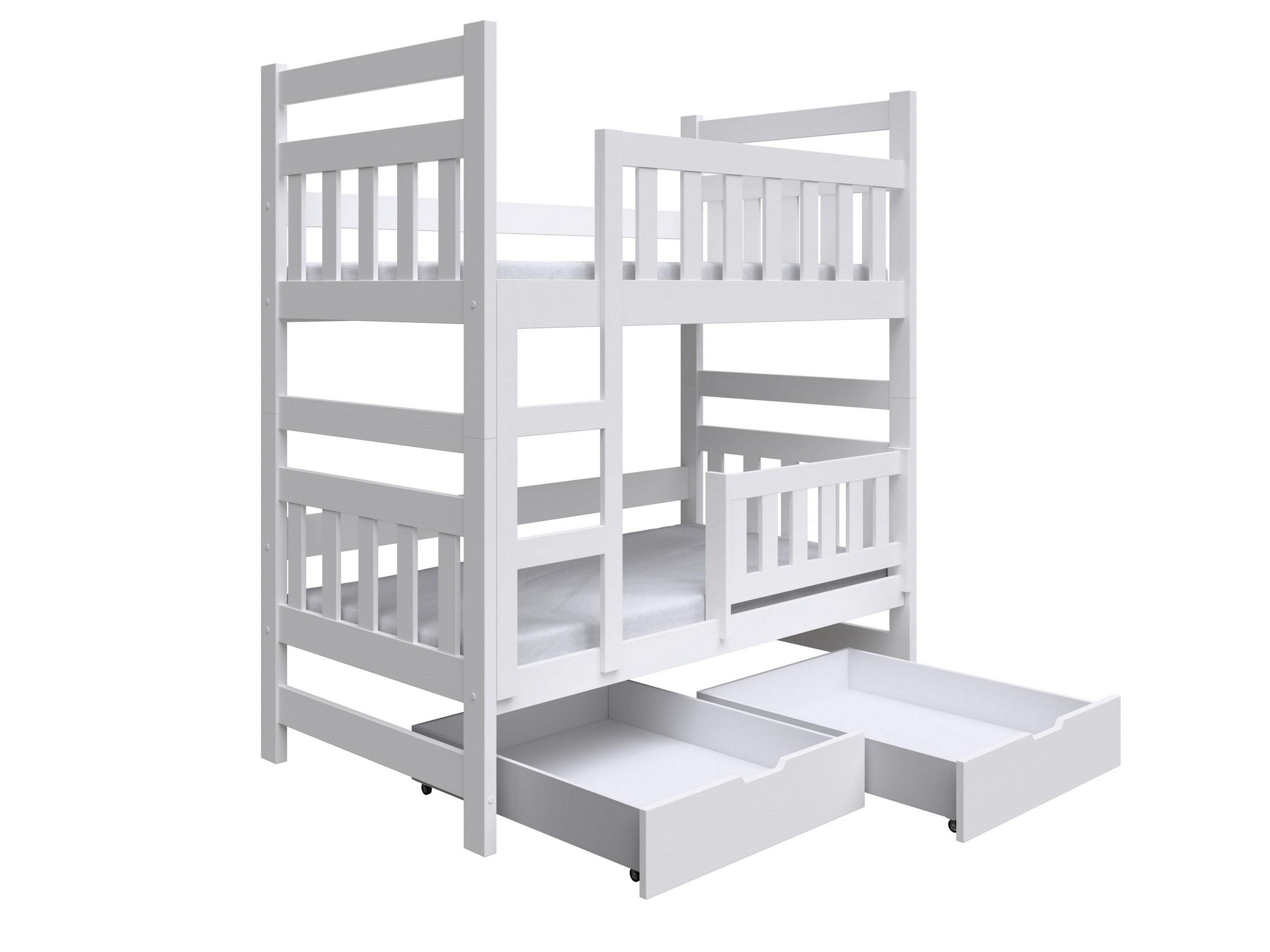 ETAGENBETT DINOS mit Bettkasten 80x185 cm Weiß - Weiß, Holz (80/185cm) - MASSENO