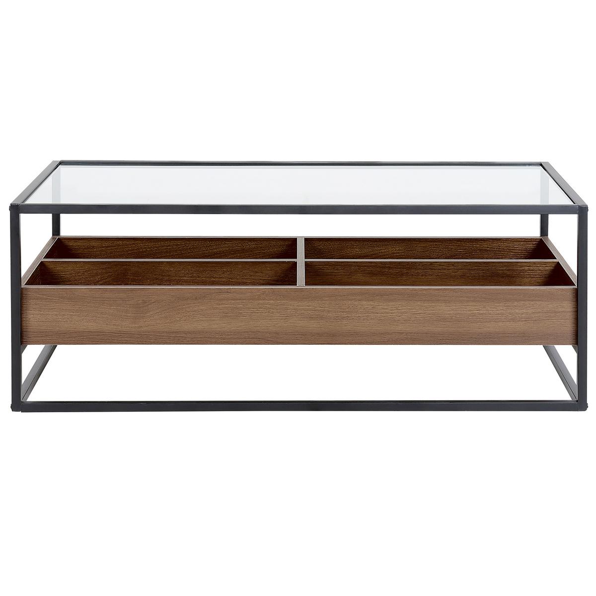 COUCHTISCH dunkler Holzfarbton/schwarz rechteckig Waco - Dunkelbraun/Schwarz, Metall (110/55/42cm) - Beliani