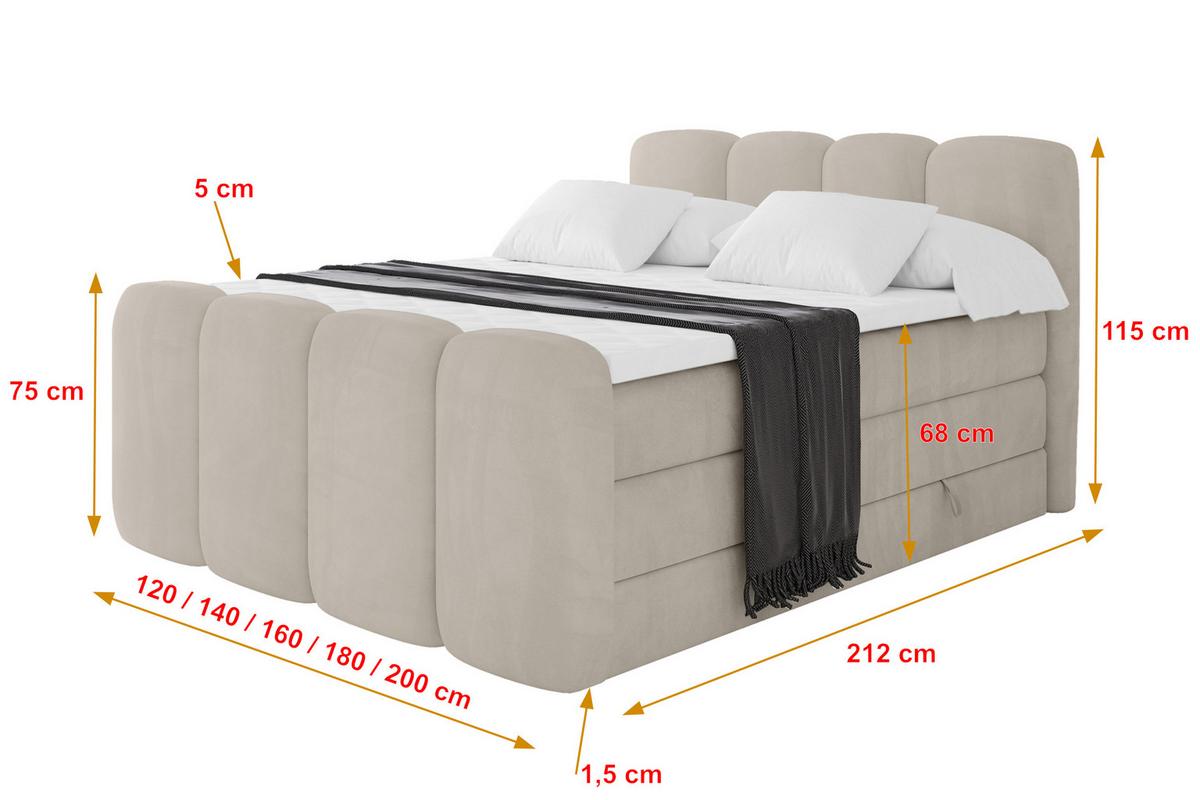 BOXBETT mit Matratze H3|H4 und Lattenrost - NINA-Z KING - 200x200 cm Casablanca - Beige - Champagner, Holzwerkstoff (200/200cm) - ALTDECOR