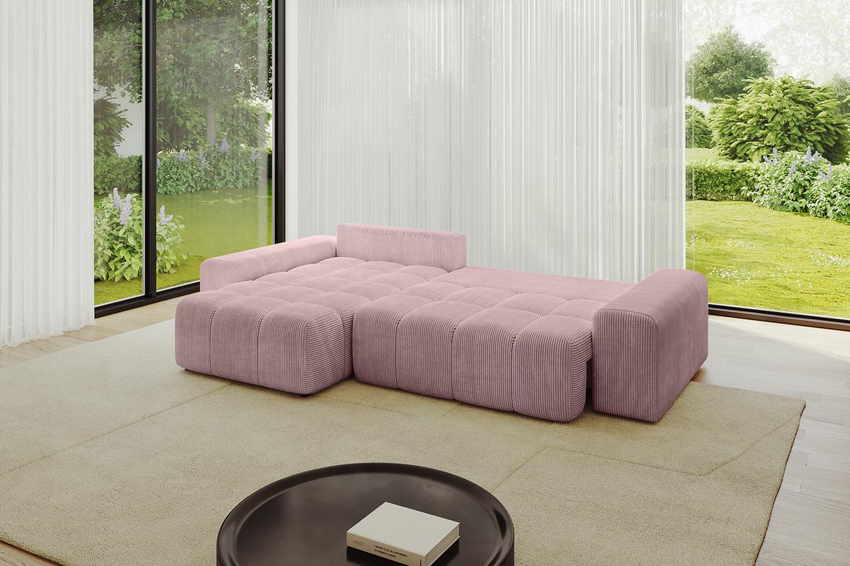 ECKSOFA Ottomane links ENIL-L 297x189x68 Rosa Cord - Rosa, Holzwerkstoff/Kunststoff (297/189cm) - ALTDECOR