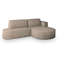 ECKSOFA CORTIO P R-S Beige Kordstoff mit Schlaffunktion - Beige, Holz (265/174cm) - MASSENO