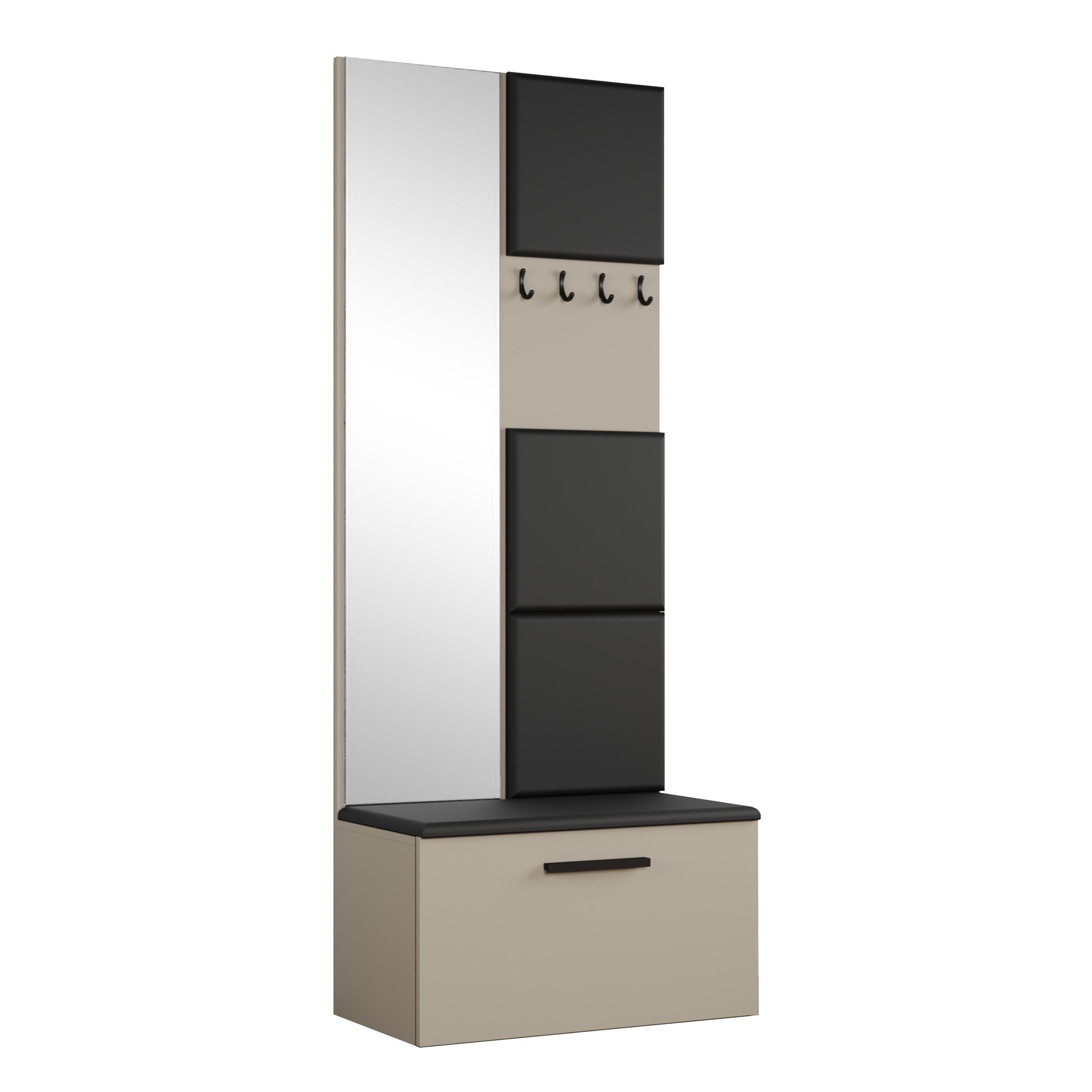 GARDEROBENSCHRANK MODULO 80,6/204/40 cm Modern Garderobe-Set Kaschmir - Kaschmir/Schwarz, Holzwerkstoff (80.6/204/40cm) - MASSENO