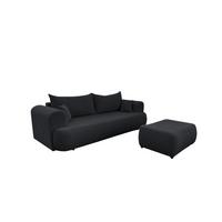SCHLAFSOFA Anike Inkl. Polsterhocker - Schwarz, Holzwerkstoff/Textil (240/78/110cm) - Fun Möbel