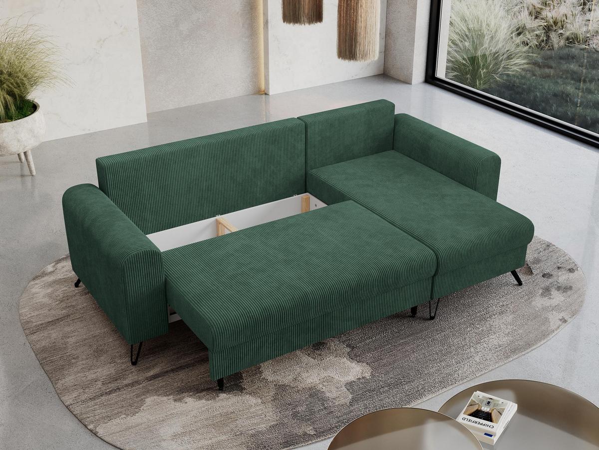 ECKSOFA Hugo Cord Grün - Schwarz/Grün, Textil/Metall (242/140cm) - MKS