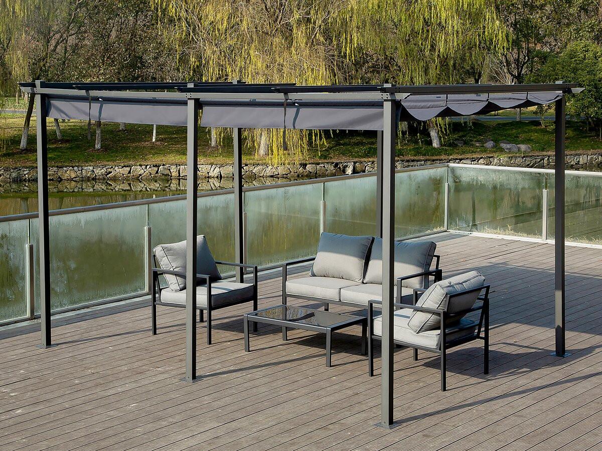PERGOLA - MARKISE pergola en métal avec toit rétractable - 3 x 6 m - anthracite Anthrazit - Grau, Metall (295/232/595cm) - Habitat Garten