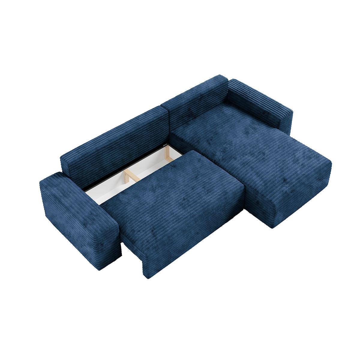 ECKSOFA Fabio 3 Sitzplätze Dunkelblau - Blau, Holz (300/185cm) - Petits-meubles