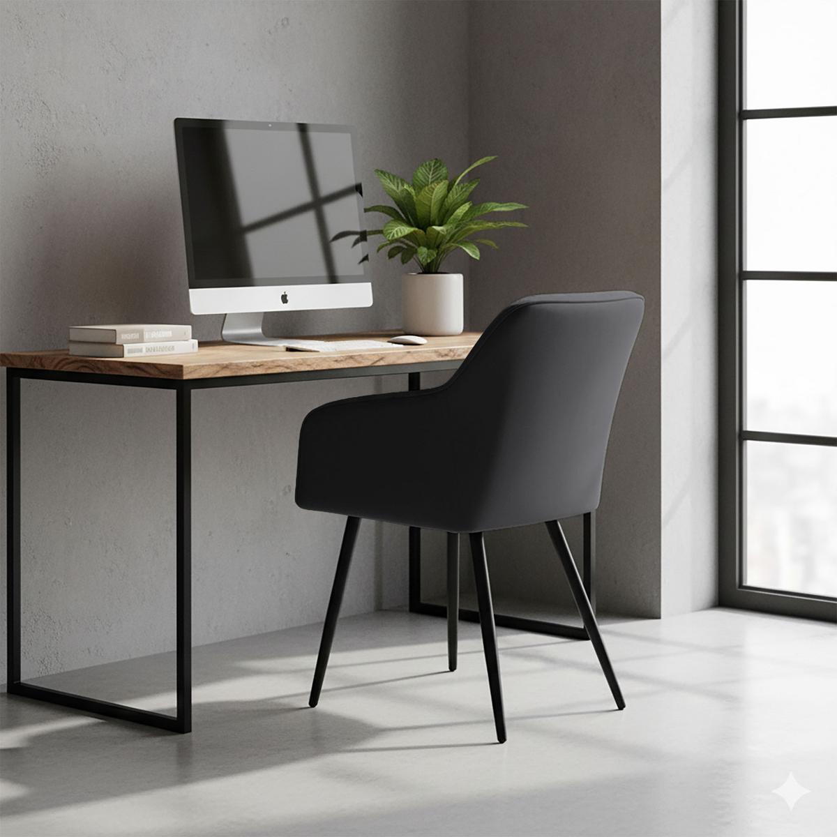 POLSTERSTUHL 4er Set, Metallbeine Schwarz 54,5/82/58 - Schwarz, Textil (55/82/52cm) - RAUMHIRSCH FURNITURE